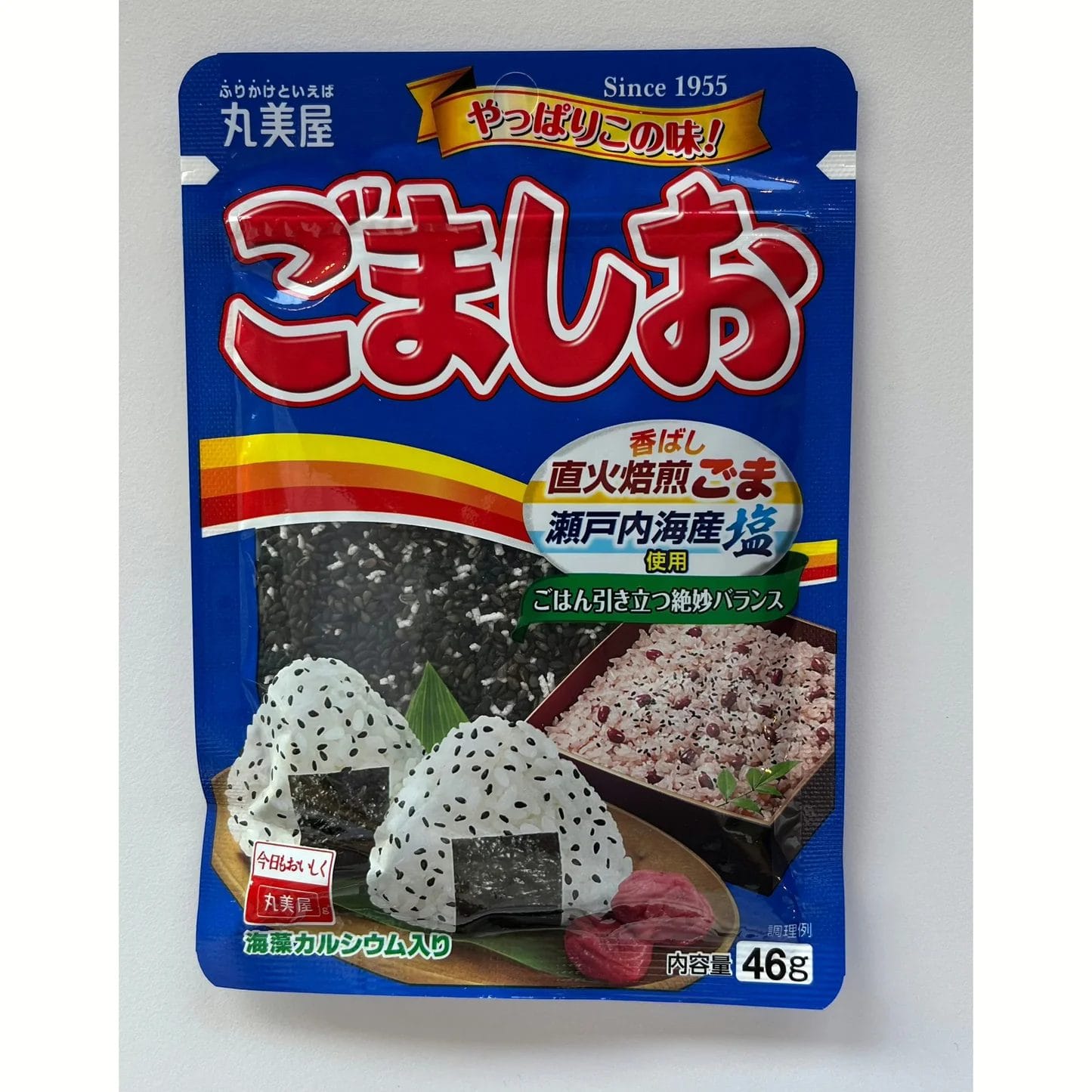 Marumiya Gomashio Furikake, roasted sesame and Seto Inland Sea salt rice seasoning, 46g pack