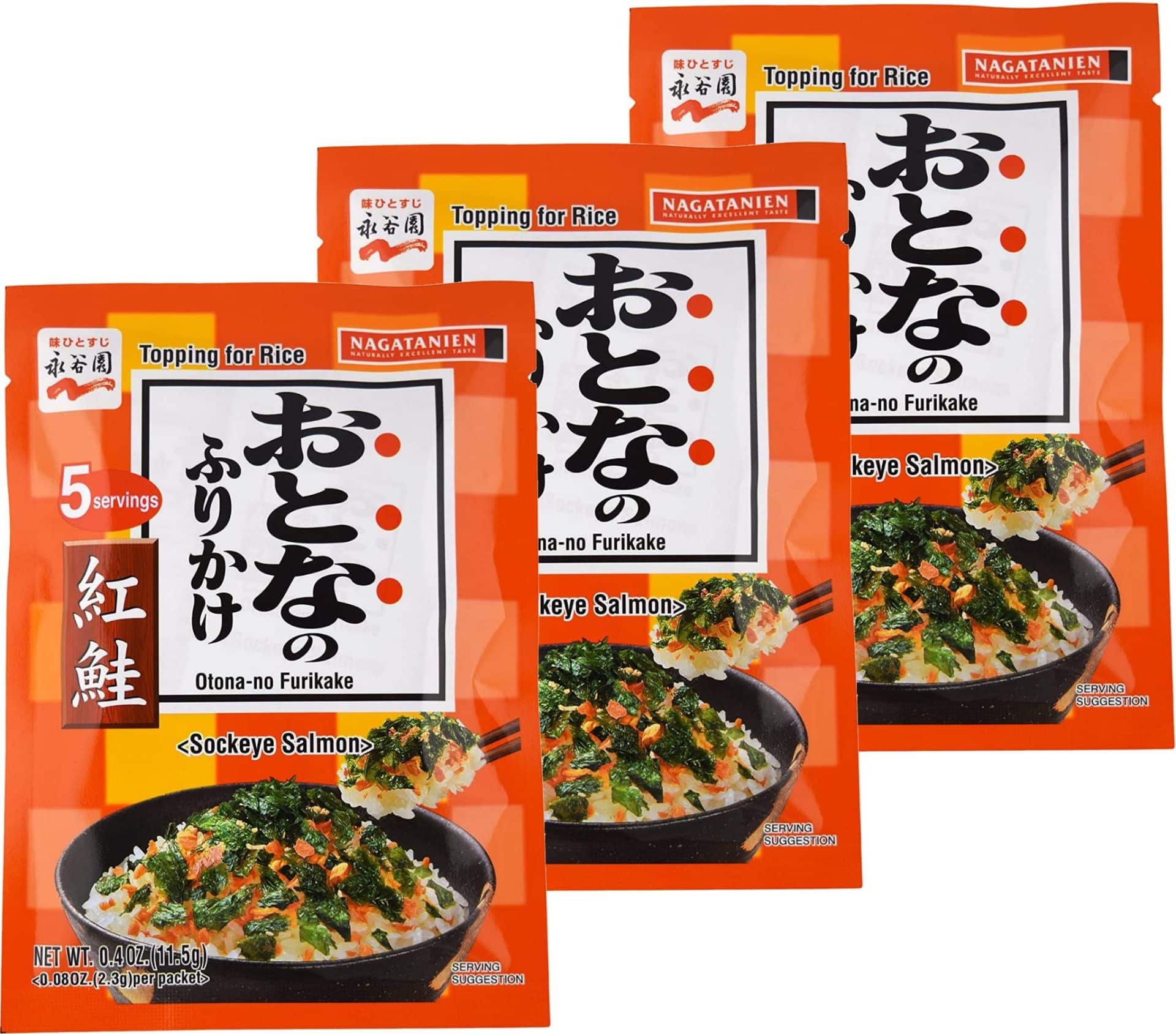 Nagatanien Otona-no Furikake Sockeye Salmon flavor rice seasoning, 5 servings pack